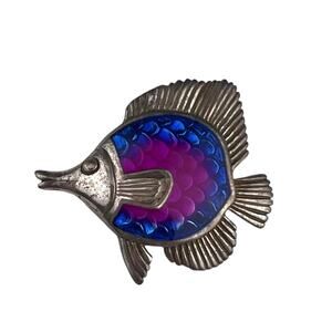 Vintage Kabana Enamel Pink Blue Sterling Silver Pendant